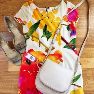 Vince Camuto beige leather crossbody